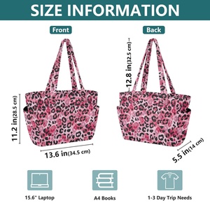 Sac à main matelassé grande capacité motif léopard rose tendance, sac bandoulière rétro décontracté, grand sac fourre-tout pour femme, sac à l'épaule pour femme - Product Image 3