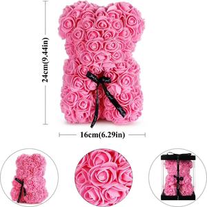 Venta al por mayor Día DE <span class=keywords><strong>LA</strong></span> <span class=keywords><strong>MADRE</strong></span> Día de San Valentín Rosa Regalo Oso rosa con caja 25cm PE Jabón Flor Oso de peluche Regalo para novia - Product Image 4
