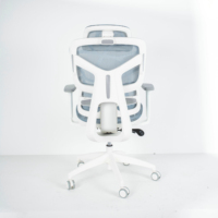 Chaise de bureau ergonomique moderne avec conception entièrement en maille, appui-tête pivotant et réglable, en mousse de plastique à dossier haut