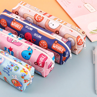 Kotak Pensil Silinder Motif Kartun Lucu dengan Ritsleting, Tempat Pensil Anak Pelajar, Tas Alat Tulis Sekolah Multi Pola, Cetak Kustom