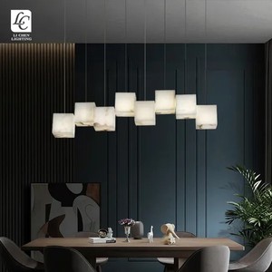 Li Chen Lighting Marble <b>Cube</b> Chandelier LED Square Pendant <b>Light</b> For Staircase Loft Living Room - Product Image 2