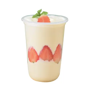 Logo imprimé personnalisé calibre 90 tasse en plastique jetable en forme de U 350ml pudding dessert tasse de crème glacée tasse de jus de fruit tasse de boisson
