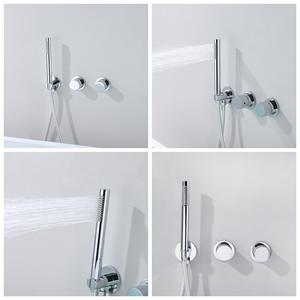 Ensemble de douche <span class=keywords><strong>colonne</strong></span> sur pied tout en cuivre de style design avec <span class=keywords><strong>mitigeur</strong></span> de <span class=keywords><strong>baignoire</strong></span> encastré à LED et robinet chaud/froid en spirale - Product Image 2
