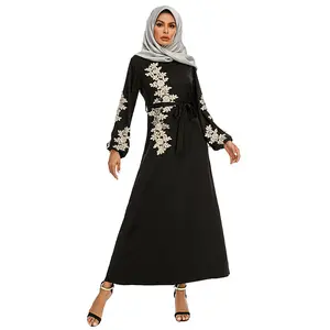 时尚长袍穆斯林日用设计女性朱巴设计迪拜黑阿巴亚