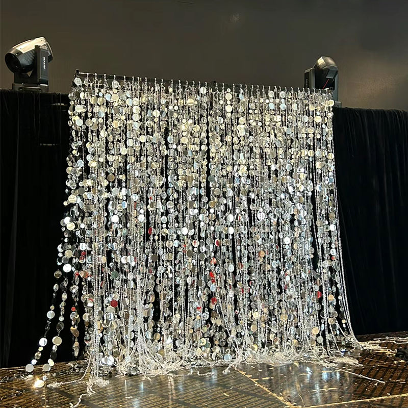 Silver round sequin pearl string (2 meters high) a total of 100