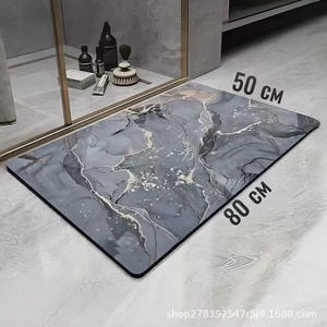 Tapis de bain en terre de diatomée Temu Marble, lot de 2, antidérapant, facile à nettoyer, tapis de sol rectangulaire pour la maison, motif abstrait - Product Image 3