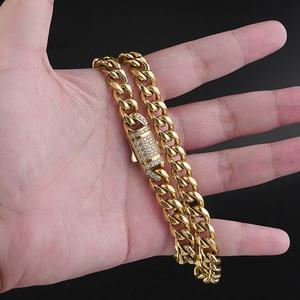 Cadena Cubana de Acero Inoxidable con Micro Pavé de Circonitas, Cierre Iced Out, Chapada en Oro de 18K, Estilo Hip Hop, Directo de Fábrica, Personalizada - Product Image 6