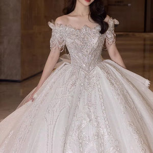 S1344R 2026 Nueva <span class=keywords><strong>novia</strong></span> Cuentas <span class=keywords><strong>de</strong></span> hadas <span class=keywords><strong>de</strong></span> un hombro y diamantes <span class=keywords><strong>de</strong></span> imitación Vestido <span class=keywords><strong>de</strong></span> <span class=keywords><strong>novia</strong></span> caro <span class=keywords><strong>de</strong></span> lujo <span class=keywords><strong>de</strong></span> alta calidad - Product Image 1