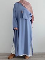 R-442 2025 Nouveaux modèles d'abayas décontractées et modestes, robe islamique traditionnelle pas chère, ensemble 2 pièces inspiré de Dubaï