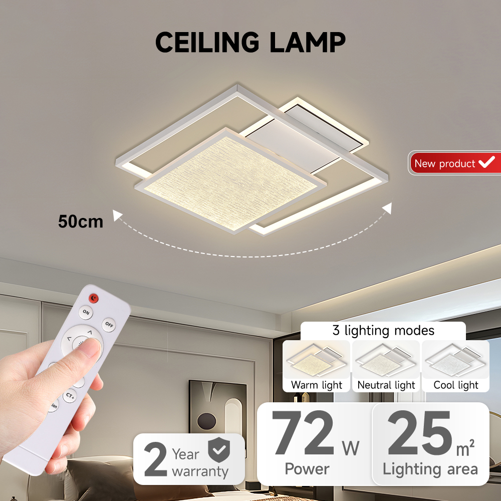 Factory ODM/OEM Nordic Style Ceiling Lamp Indoor Bedroom Acrylic 72W Remote Control Adjustable Modern Smart Led Ceiling Light