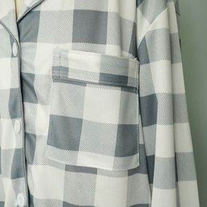 Conjuntos de pijamas de mujer de talla grande de poliéster al por mayor, conjuntos de pijamas de mujer con estampado de cuadros - Product Image 5