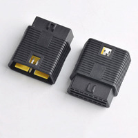 Conector Compacto Amarillo de 12V 24V OBD2 de 16 Pines Macho a Hembra, Adaptador Universal de Diagnóstico para Automóvil