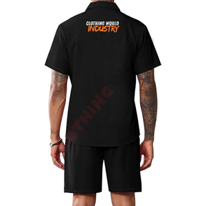Ensemble chemise et short noirs sur mesure, vêtements décontractés, design de logo personnalisé, tenue d'été. - Product Image 3