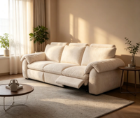 Ensemble de canapés inclinables électriques VOXHOME en polyester, meubles de salon modernes, canapé inclinable en tissu à 3 places réglable électriquement