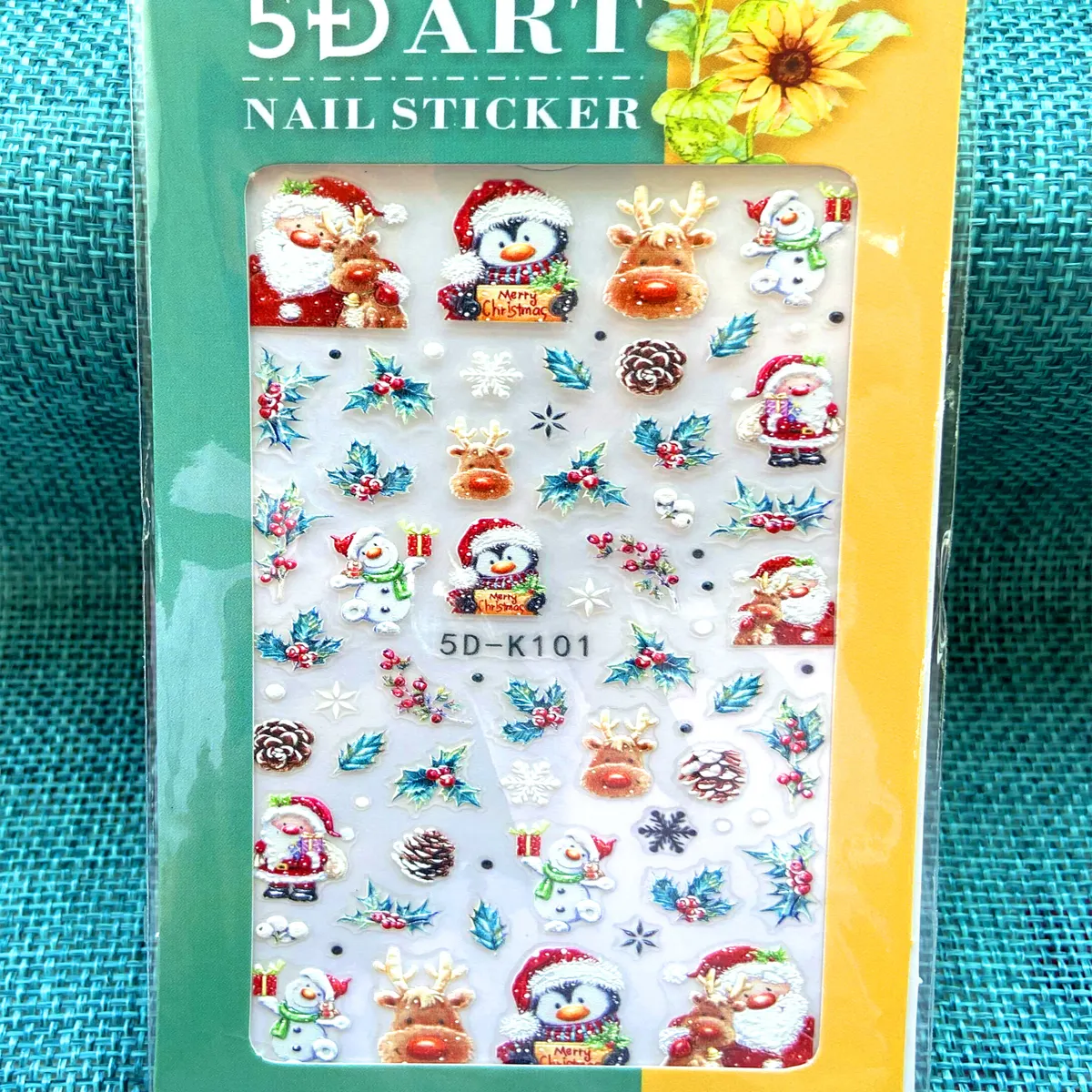 Tszs 5D Nail Stickers Kerst Korea Nail Sticker Decal Reliëf Folies Decoratie Sticky Sneeuwvlok Kawaii Accessoires