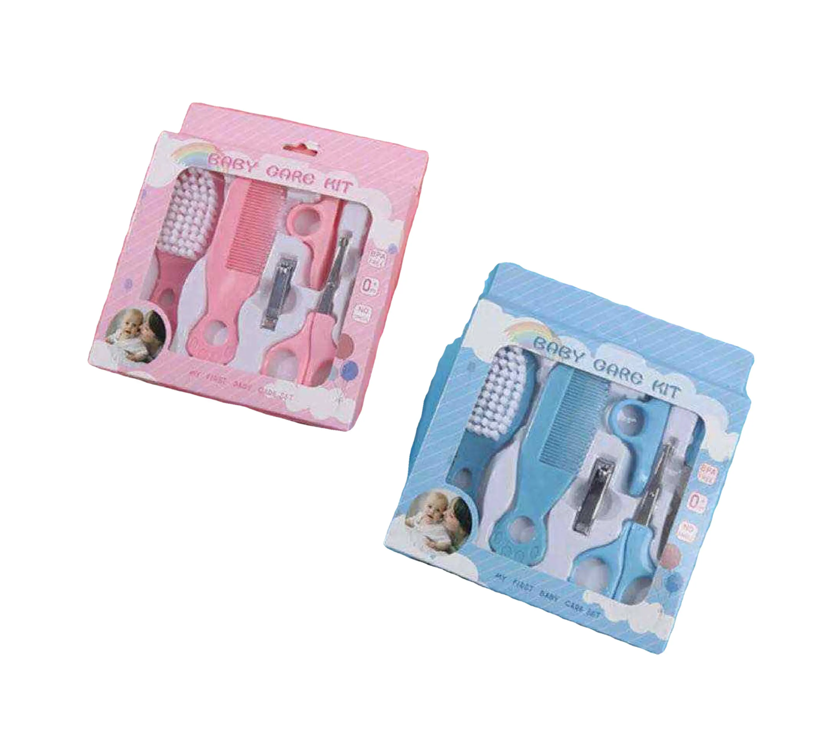 High quality 6 in1 set baby nursing bag baby comb brush safety scissors set pink blue infant care products