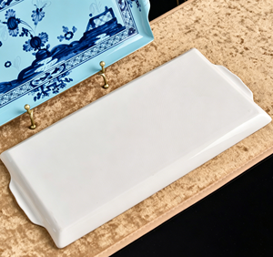 <b>Set</b> Of 2 Blue And Pink Floral Porcelain <b>Serving</b> Trays With Gold Rim For Table Decoration - Product Image 4