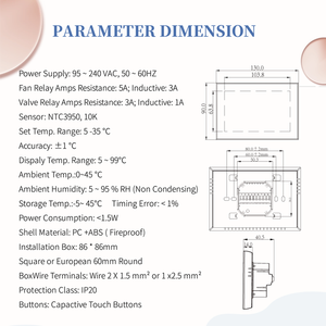 Beca-Termostato Inteligente PARA EL Hogar, Dispositivo Inteligente con WiFi, Modbus y Pantalla Táctil, Normalmente Programable, Ideal para Ventiladores de Ahorro de Energía de Hospitales, 2 Unidades - Product Image 6