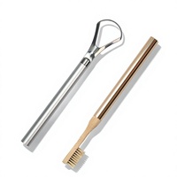 Brosse à dents en bambou détachable, gratte-langue en acier inoxydable, kit d'hygiène buccale, écologique, nettoyage quotidien de la bouche