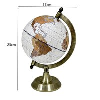 Globe terrestre vintage de bureau sur support métallique avec base en papier, ornement géographique anglais de haute qualité pour la maison et l'étude, rotatif, certifié CE ROHS