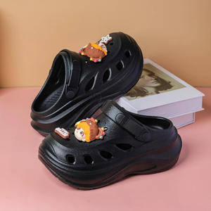 รองเท้าแตะครอคส์สำหรับผู้หญิง พื้นหนา EVA ปิดนิ้วเท้า สีกากี เบจ ดำ ขาว ไซส์ 35-40 รองเท้าชายหาดฤดูร้อน กันลื่น เพิ่มความสูง - Product Image 2