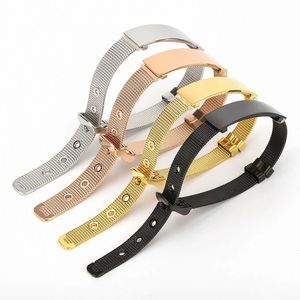 Pulsera ajustable con hebilla de cinturón de malla de joyería de acero inoxidable con citas inspiradoras personalizadas al por mayor - Product Image 6