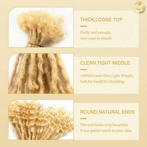 Vente Flash # Extensions de cheveux humains brésiliens Remy vierges 613, entièrement faites à la main, pour dreadlocks professionnels, avec pointes bouclées, style Goddess serré - Product Image 2