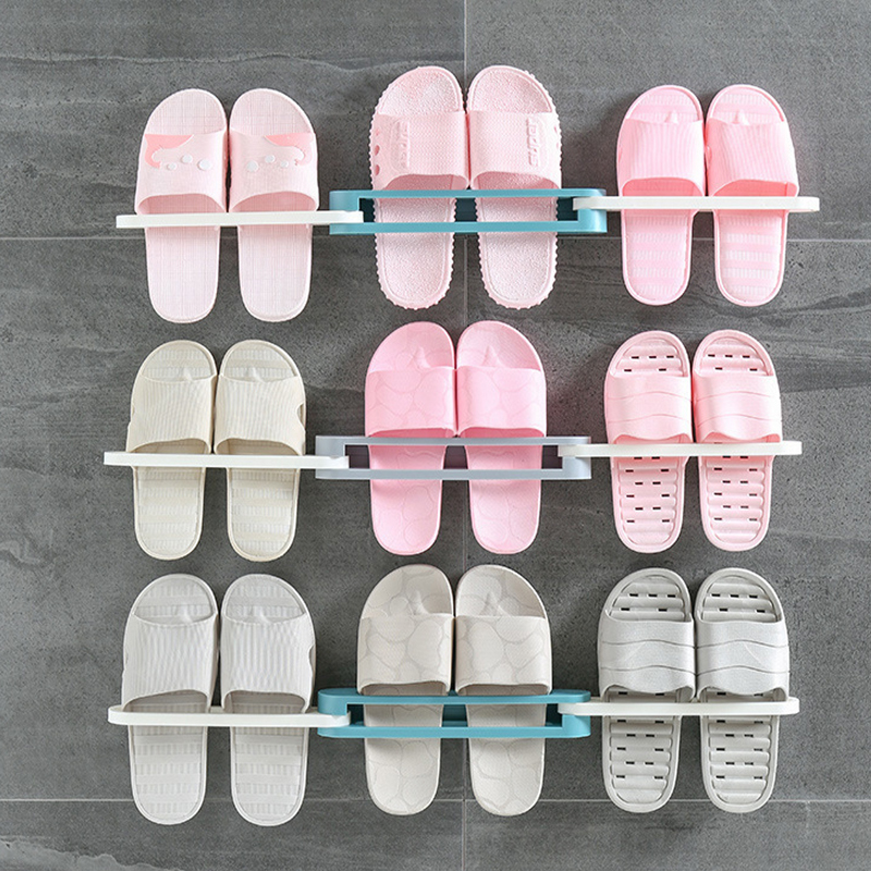 Ванной Складная тапочки стеллажи для выставки товаров без сверления настенный туалет ванная комната вешалка для полотенец для мелких денег-1 шт. 3 Туалет тапочки держатель стойка для обуви