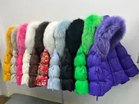 OFTBUY Manteau d'hiver pour femme, nouveau modèle, épais et chaud, en duvet d'oie blanc, avec col en fourrure de renard naturelle, style parka en fourrure véritable