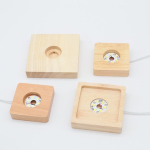 Wooden LED Light Base 25mm Aperture Warm White Light Home Decor <b>Night</b> Light <b>Stand</b> Crystal Holder - Product Image 1