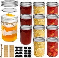 Botol kaca kaliber besar 250ml, stoples penyimpan acar dengan tutup penyimpanan botol kaca Mason Honey dengan tutup kedap udara
