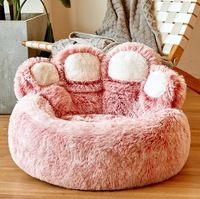 Lit pour animaux de compagnie en peluche personnalisé avec logo, forme patte d'ours, respirant et chaud, toutes saisons, en tissu, fabriqué à Xuzhou, vente en gros du fabricant