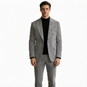 Ensemble de costume en velours pour homme, blazer et pantalon, coupe classique, simple boutonnage, pour affaires, décontracté, mariage, tenue formelle - Product Image 1