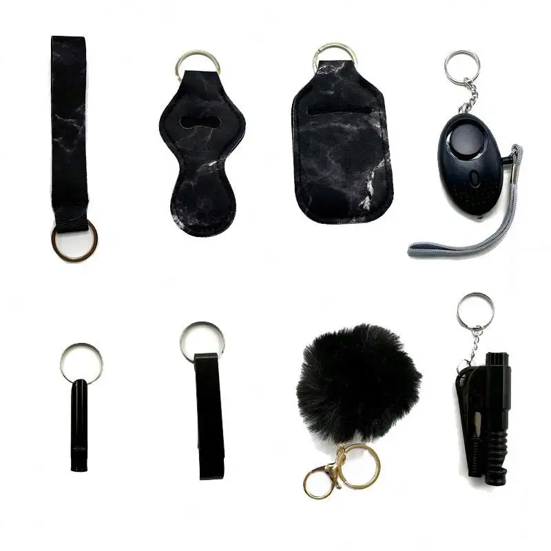 도매 2024 뜨거운 판매 DIY 열쇠 고리 액세서리 방어 안전 열쇠 고리 세트 여성 자기 방어 선물 열쇠 고리