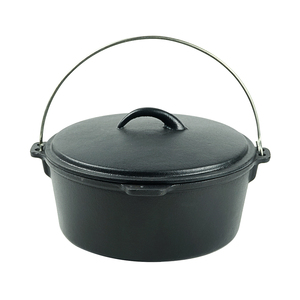 Marmite hollandaise ronde en <span class=keywords><strong>fonte</strong></span> antiadhésive 10QT <span class=keywords><strong>pour</strong></span> extérieur avec couvercle, personnalisable, vente en gros, compatible four, gaz et <span class=keywords><strong>induction</strong></span> - Product Image 3