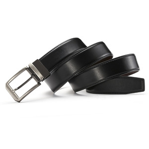 Cinto de Couro Genuíno para Homens com Fivela Personalizada OEM ODM, Cinto de Negócios Reversível e Rotativo de Dupla Face - Product Image 2