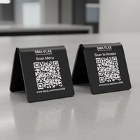 Support de menu NFC double face en acrylique noir/blanc personnalisé avec code QR pour restaurants, étanche et résistant aux intempéries, 13,56 MHz