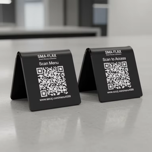 Support de menu NFC double face en acrylique noir/blanc personnalisé avec code QR pour restaurants, étanche et résistant aux intempéries, 13,56 MHz - Product Image 3