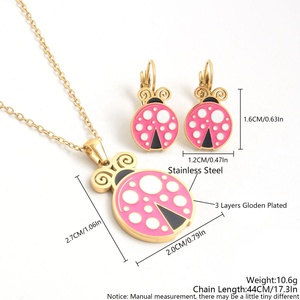 <span class=keywords><strong>Set</strong></span> di gioielli per bambini bambini piccoli ragazze placcato in oro 18k con animali unicorno insetti libellula coccinella collana <span class=keywords><strong>set</strong></span> orecchini - Product Image 6
