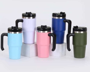 Nueva Taza de Viaje de Acero Inoxidable de 20oz con Asa, Gran Capacidad, Portátil, con Pajita y Tapa Antiderrames, Doble Pared - Product Image 1