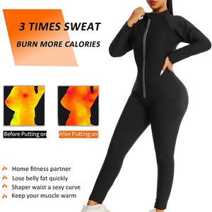 Completo <span class=keywords><strong>Tuta</strong></span> Sauna <span class=keywords><strong>Termica</strong></span> da <span class=keywords><strong>Donna</strong></span> ad Alte Prestazioni con Collo Alto e Maniche Lunghe per Sudorazione ed Esercizio Fisico - Product Image 2