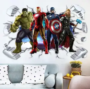 ZY0425C amerika süper kahraman combo duvar çıkartmaları demir adam Thor yeşil gian 3d poster çıkartmaları çocuk odası dekorasyon marvel duvar kağıdı