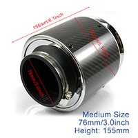 Filtre à air universel pour voiture à haut débit 76mm/3inch Cleaner High Performance for Cold Air Intake Carbon Cover Sports Air Filter