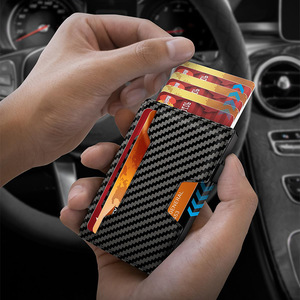 <b>Men's</b> Bi-Fold <b>Wallet</b> <b>Black</b> Carbon Fiber Design Magnetic Closure Slim Money Clip Everyday Use - Product Image 2