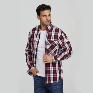 Wholesale UL Certified NFPA 2112 CAT2 Fire Retardant Plaid Print Safety Welding Fireproof FRC Flame Resistant FR Shirt