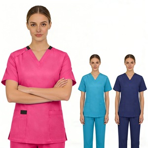 Women's Stretchy Short Sleeve Scrub <b>Top</b> Moisture Wicking For Medical Staff Hospital Uniforms - Product Image 1