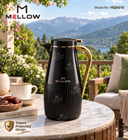 Carafe à café isotherme naturelle OEM 1,0 L, marron kaki texturé, avec base en PP, intérieur en verre, poignée mate et couvercle plat, pour les centres de villégiature