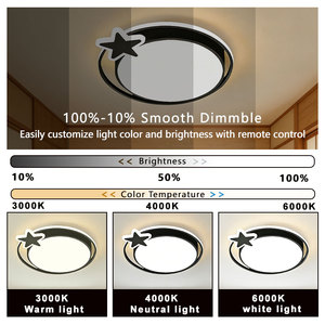 Plafonnier LED Circulaire Minimaliste Moderne AC 220V IP44 pour Salle à Manger, Salon, Chambre, Hôtel avec Té<span class=keywords><strong>l</strong></span>écommande, Couvercle en Acrylique et Structure en Acier - Product Image 2