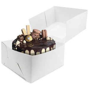 Boîte d'emballage de gâteau toast dessert cuisson boîte en carton blanc avec double fenêtre - Product Image 4