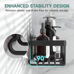 <b>Black</b> Stainless Steel <b>Wall</b> Mounted Bathroom <b>Shelf</b> Heavy Duty Shower Caddy Organizer Rack Single Tier - Product Image 2